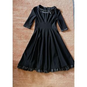 MUXXN Black flared Women’s in vintage 60s style stretch, 3/4 Sleeves  Dress M/L